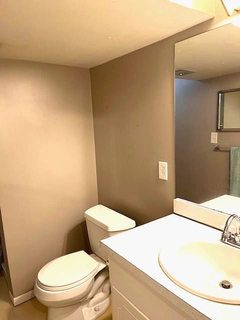 bathroom featuring vanity and toilet