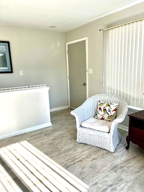 sitting room with hardwood / wood-style flooring