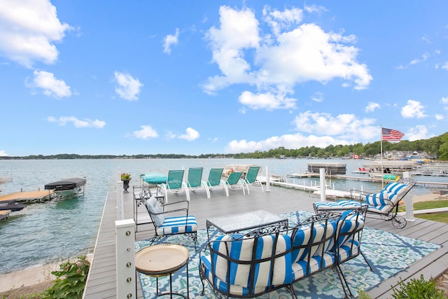 view of dock featuring a water view