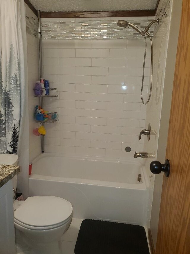 5232 E Broadway, Mount Pleasant, MI 48858 - bathroom with shower / bath combo, toilet, and vanity
