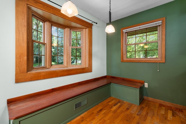 interior space featuring a wealth of natural light, light hardwood / wood-style flooring, and a textured ceiling