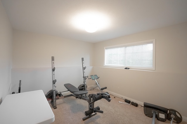 exercise area with carpet floors