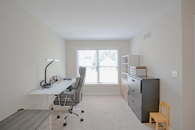 view of carpeted home office