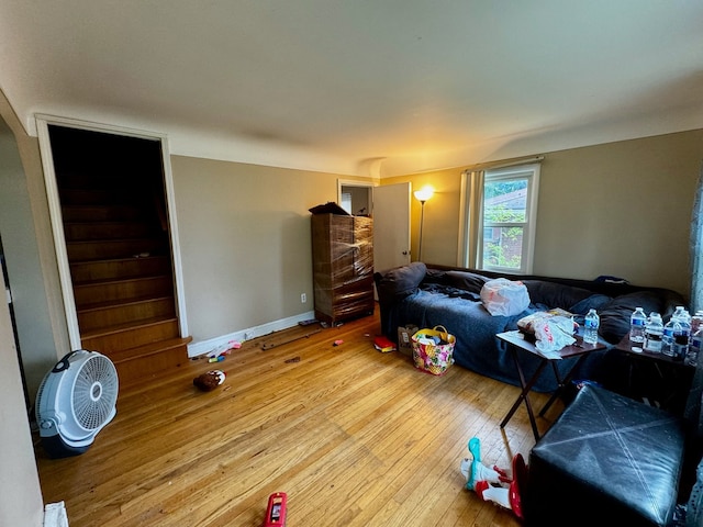 living room with hardwood / wood-style flooring