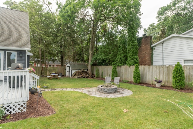 609 3rd St, Muskegon, MI 49445 - view of yard featuring an outdoor fire pit and a deck