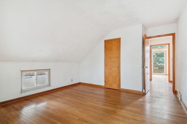 2973 Round Lake Hwy, Manitou Beach, MI 49253 - additional living space with light wood-style floors, baseboards, and vaulted ceiling