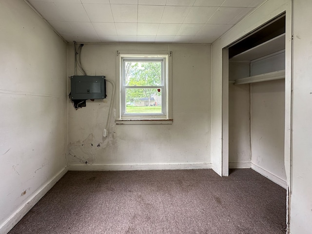 unfurnished bedroom featuring carpet floors and a closet