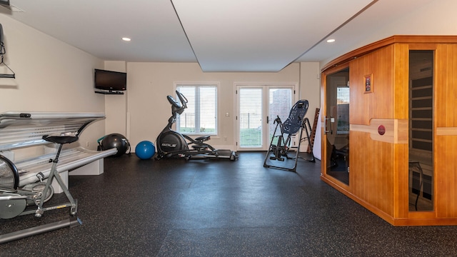 740 Greystone Dr, Chelsea, MI 48118 - exercise room featuring recessed lighting