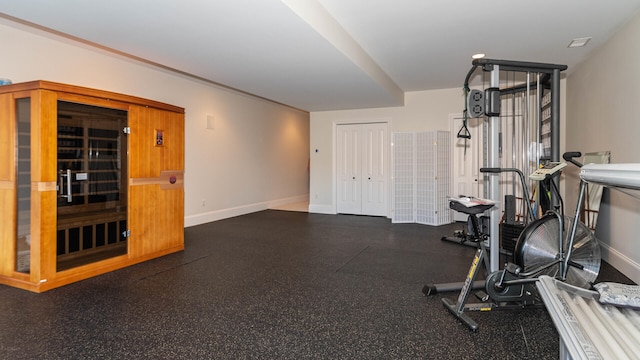 740 Greystone Dr, Chelsea, MI 48118 - exercise area featuring baseboards