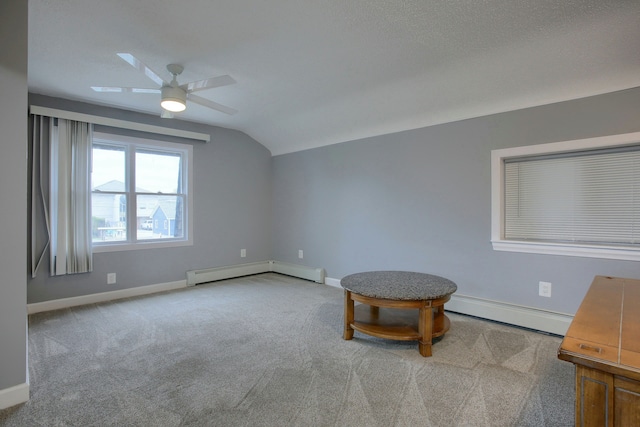 46070 Edgewater Dr, Chesterfield, MI 48047 - unfurnished room with a baseboard heating unit, vaulted ceiling, and carpet floors