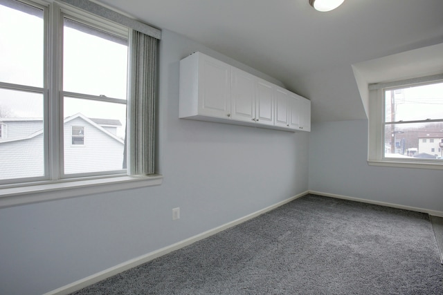 46070 Edgewater Dr, Chesterfield, MI 48047 - additional living space featuring carpet flooring, vaulted ceiling, and baseboards