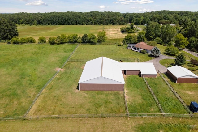 birds eye view of property featuring a rural view