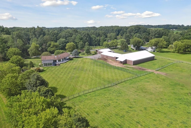 aerial view featuring a rural view