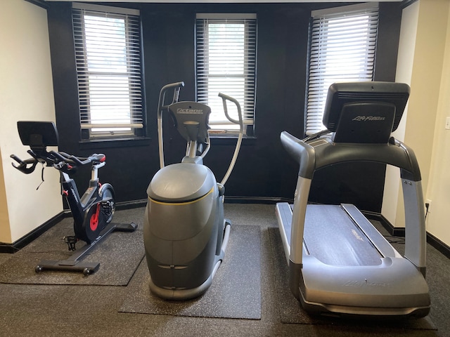 workout room with a wealth of natural light