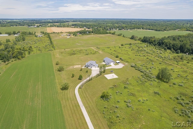 aerial view with a rural view