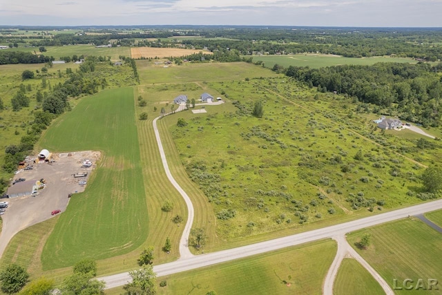 aerial view featuring a rural view