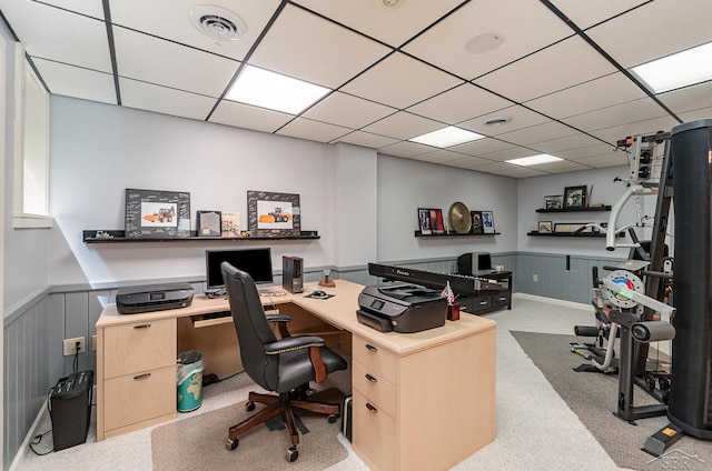 office space featuring a paneled ceiling