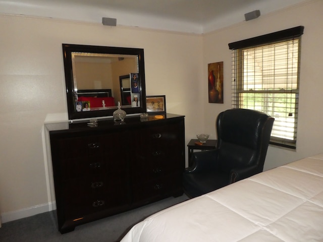 bedroom with ornamental molding