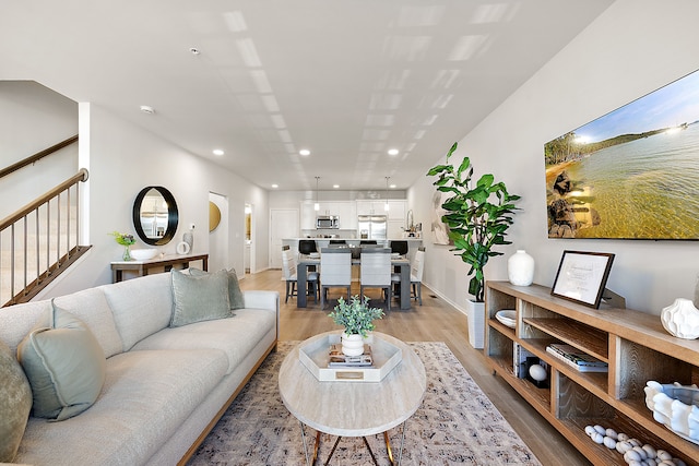 living room featuring light wood-type flooring