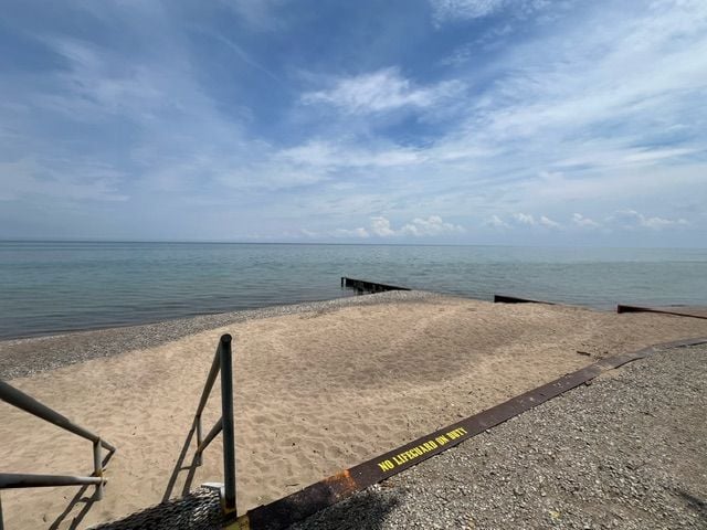 property view of water with a beach view