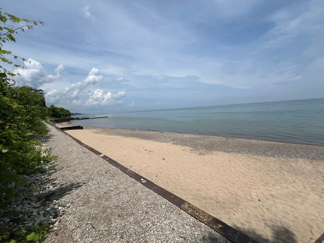 view of water feature featuring a view of the beach