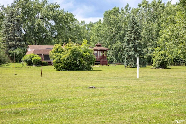 view of yard with a gazebo