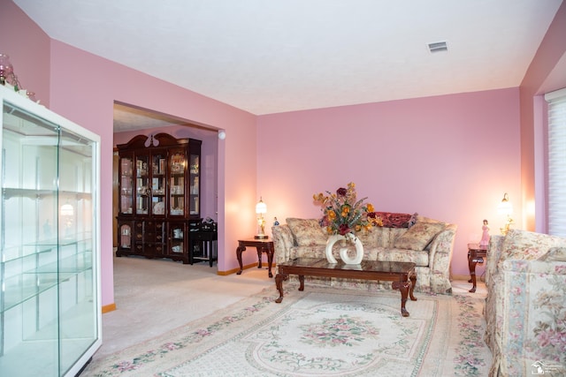 sitting room with light carpet