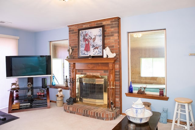 living room with carpet flooring