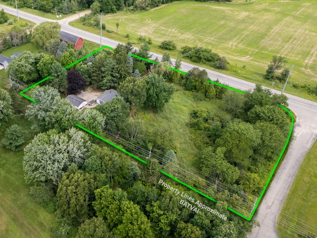 aerial view featuring a rural view