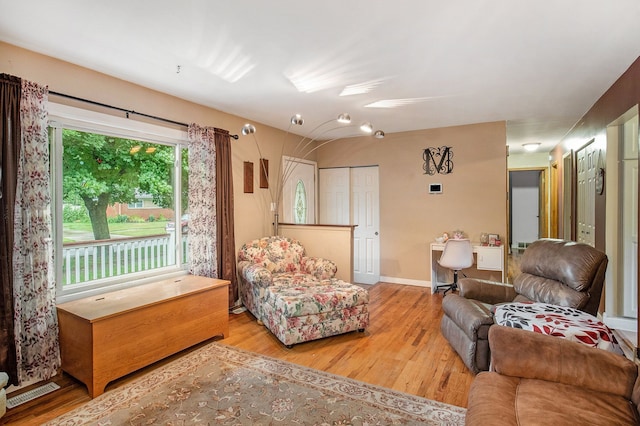 living room featuring light hardwood / wood-style flooring