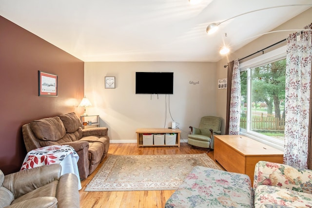 living room with hardwood / wood-style flooring