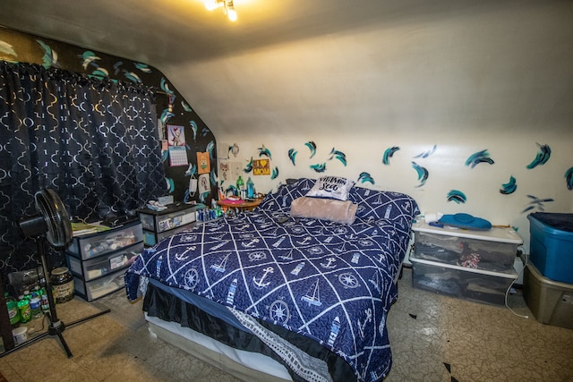 bedroom with vaulted ceiling