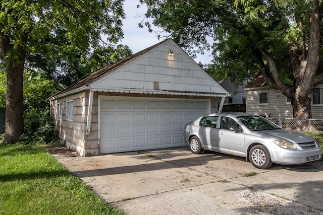 view of garage