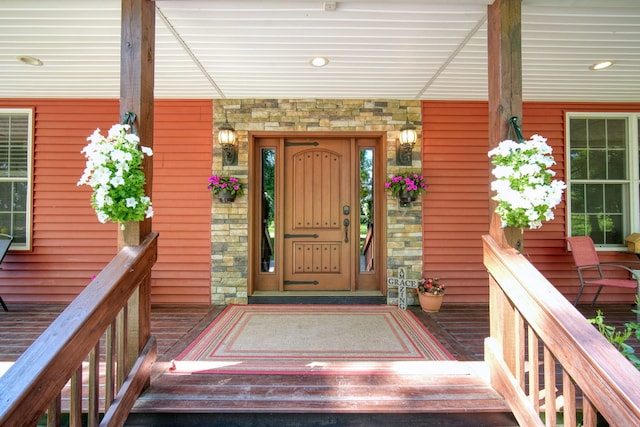 property entrance with a porch