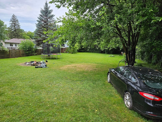 view of yard with a trampoline