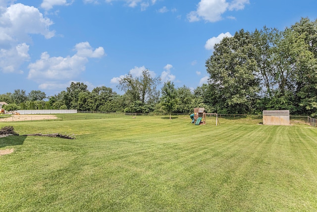 view of yard with a playground