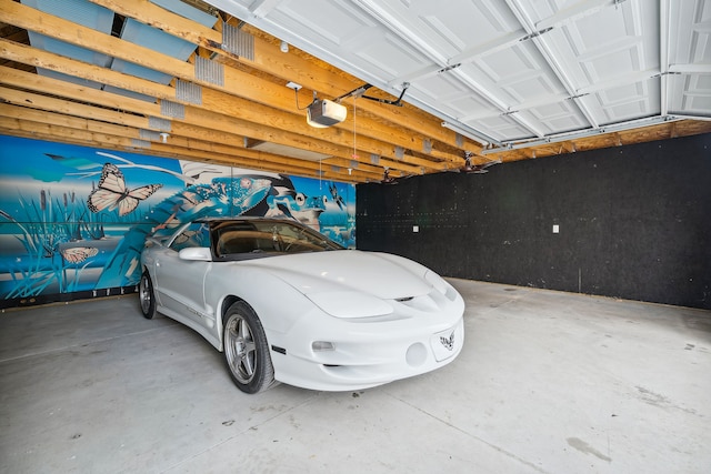 garage with a garage door opener