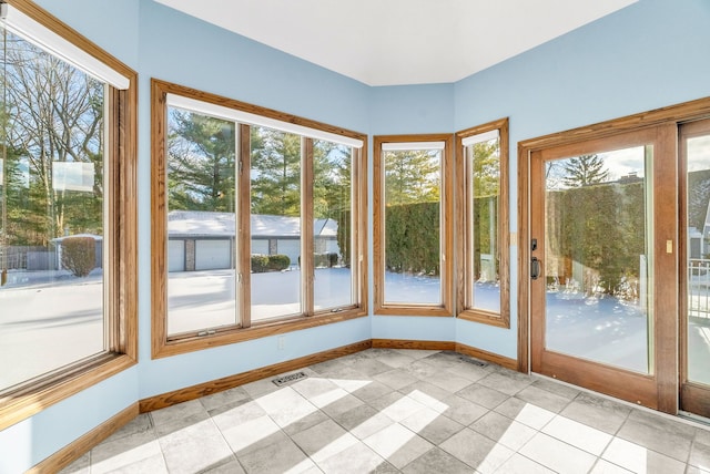 view of unfurnished sunroom