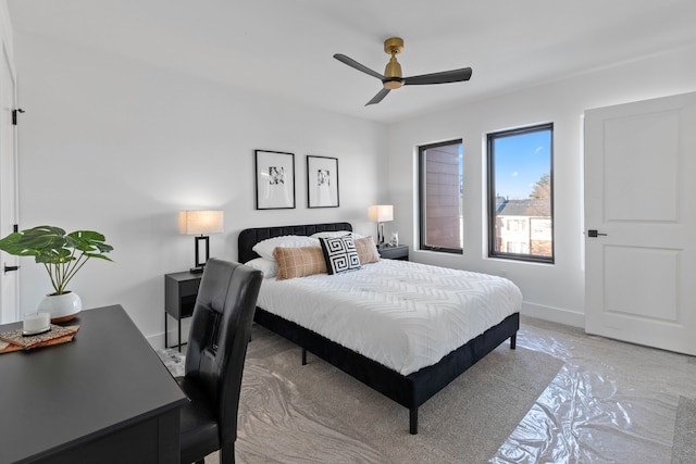 bedroom featuring ceiling fan