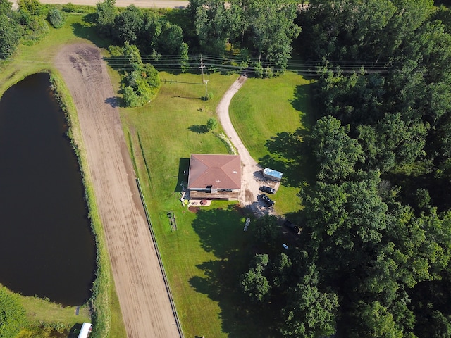 birds eye view of property featuring a rural view