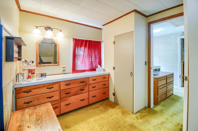 bathroom featuring vanity and ornamental molding