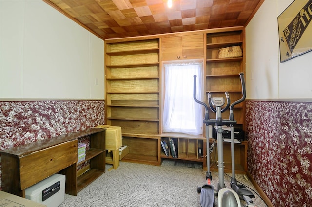 bedroom featuring wooden ceiling