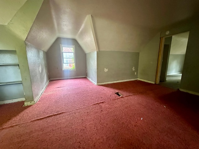 additional living space featuring carpet and lofted ceiling