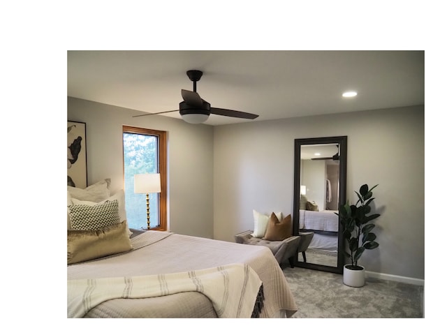 bedroom with carpet and ceiling fan