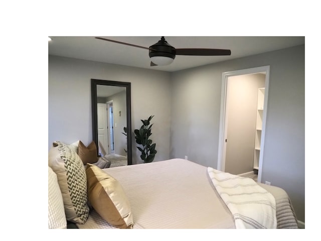 bedroom featuring ceiling fan