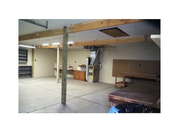 basement with heating unit