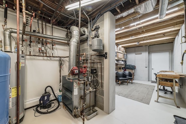 utility room with water heater