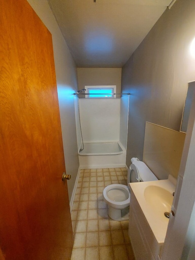 full bathroom featuring tile patterned floors, vanity, toilet, and shower / bathing tub combination