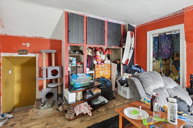 miscellaneous room featuring hardwood / wood-style floors