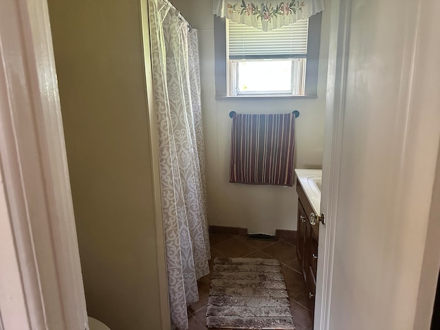 bathroom featuring tile patterned flooring and vanity